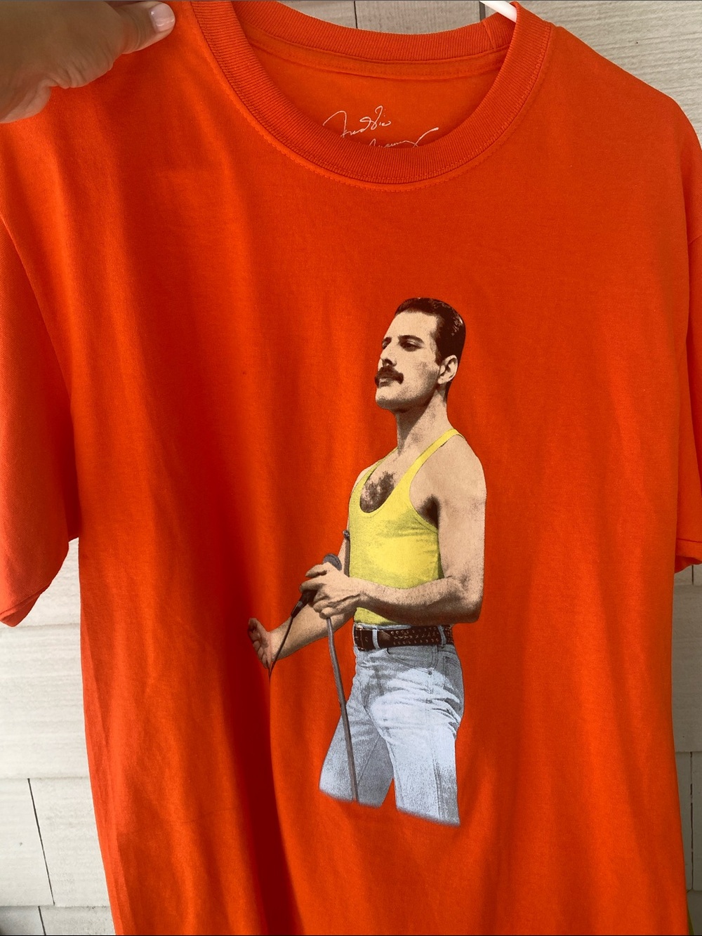 Orange Freddie Mercury Graphic Tee - Unisex